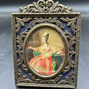 Italy Vintage metal Ornate Gold and Blue Picture Frame
